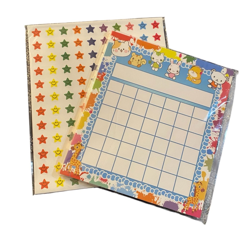 🍂 Reward Chart & Star Sticker Set – 80 Sheets – Cute & Colorful!